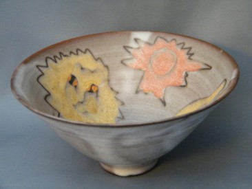 #0036   Rare 'Lion & Sun' Studio Pottery Bowl by Tessa Fuchs (1936-2012)  **Sold**