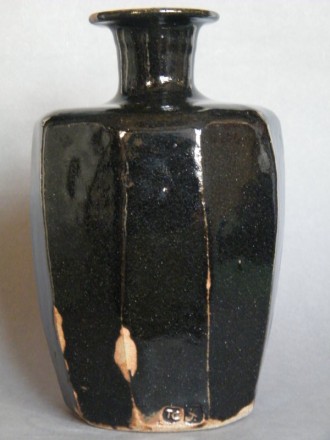 #0702  Large Black Glazed Leach Studio Pottery Vase by Trevor Corser *SOLD*  to Japan - January 2016