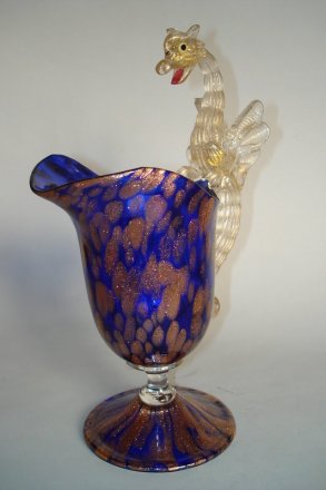 #0006  Venetian Dragon Handled Jug by Toso or Barovier c1900  **Sold**  to USA - April 2009 售至美国 - 2009年4月