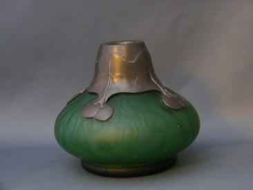 #0127  Art Nouveau Orion Pewter Mounted Glass Vase c. 1905  **Sold** in our Liverpool shop - Dec 2013 / 利物浦店内售出 - 2013年12月