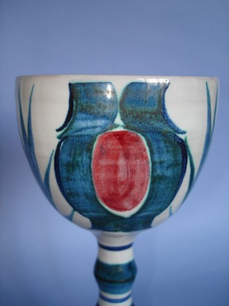 #0099  Large Tin-Glazed Studio Pottery Goblet by Ian Caiger-Smith , made 1967  **Sold to USA** December 2020