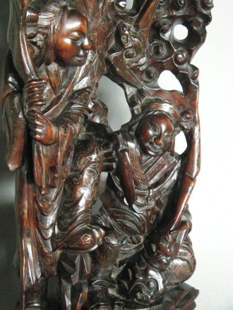 #1026  Rare 18th/19th Century Chinese Carved Hardwood Sculpture - Hehe Erxian  **Price on Request 售价待询**