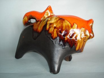 #0025 Large 1960s - 70s Eric Leaper Studio Pottery Bison **Sold** to UK