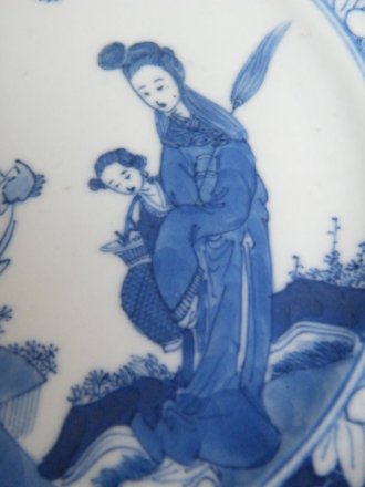 #1490  19th Century Chinese Blue & White Kangxi Style Dish - Shou Xing  **Sold**  to Thailand - 2010 售至泰国 - 2010年