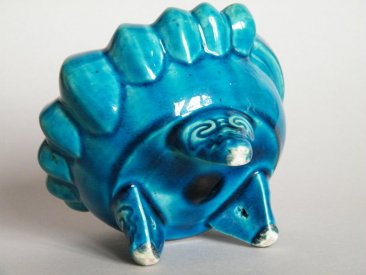 #1616  Rare 18th Century Turquoise Glazed Bat Form Censer -  Price on Request 售价待询