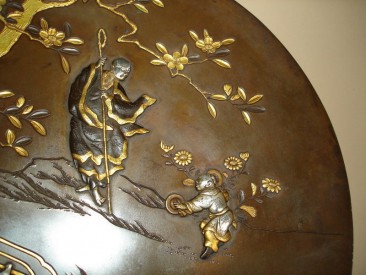 #0163 Rare Meiji Japanese Bronze Plaque - Signed **Sold** through our Liverpool shop -