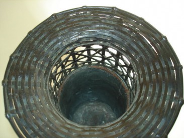 #0108 Japanese Bronze 'Basket Weave' vase - 19thCentury