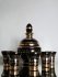 #1689  Art Deco Black Glass Decanter plus Six Shot Glasses, circa 1950s