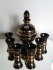 #1689  Art Deco Black Glass Decanter plus Six Shot Glasses, circa 1950s