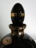 #1689  Art Deco Black Glass Decanter plus Six Shot Glasses, circa 1950s