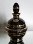 #1689  Art Deco Black Glass Decanter plus Six Shot Glasses, circa 1950s