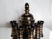 #1689  Art Deco Black Glass Decanter plus Six Shot Glasses, circa 1950s