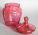 #1826 Victorian Cranberry Glass Jar with Cover, circa 1880-1900